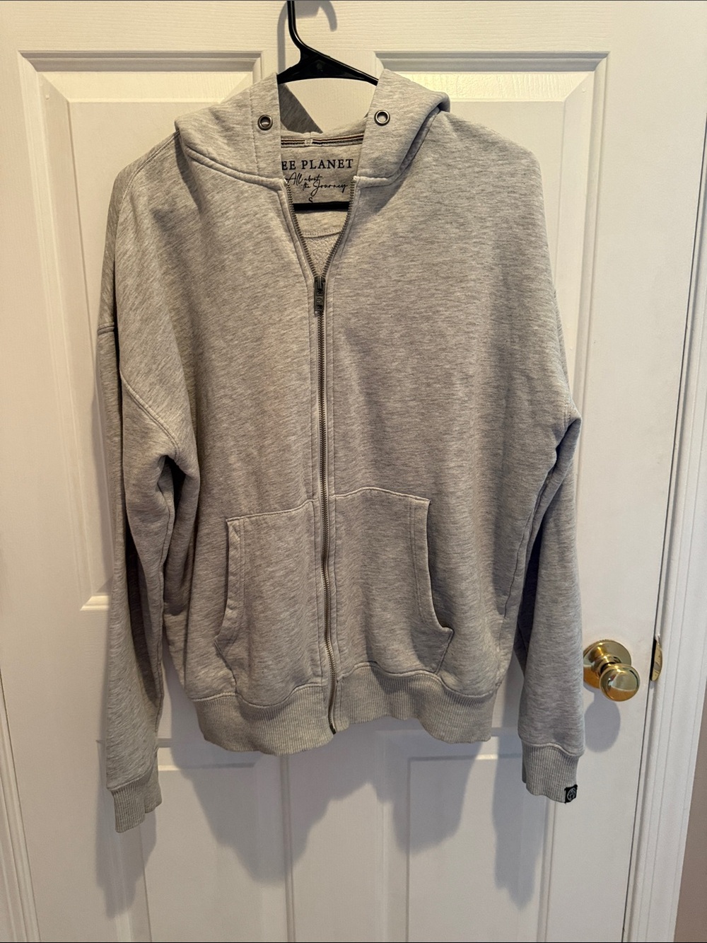 Free Planet Light Gray Hooded Zip Sweatshirt S
